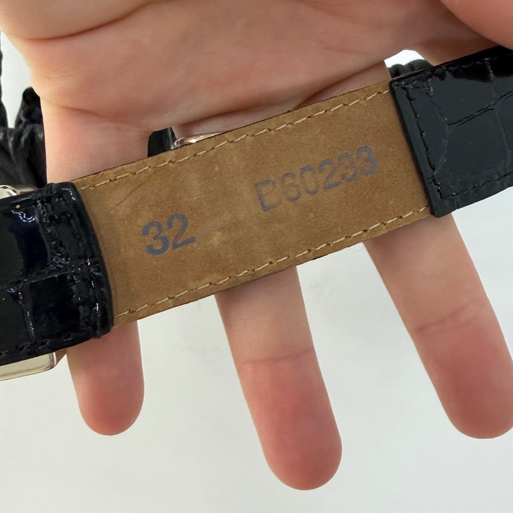 Vintage Brighton Black Patent Croc Leather Heart Buckle Belt Crystal Accents 32 - Picture 5 of 6
